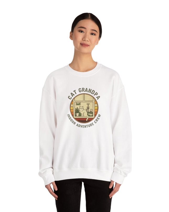 "Cat Grandpa Indoor Adventure Crew" Unisex Adult Sweatshirt