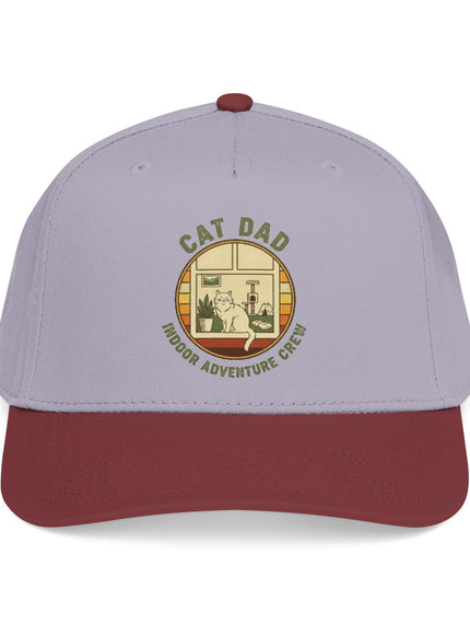 "Cat Dad Indoor Adventure Crew" Mid Profile Baseball Cap