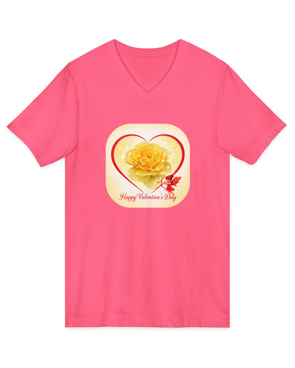 "Happy Valentine's Day" Unisex Jersey Short Sleeve V-Neck Tee