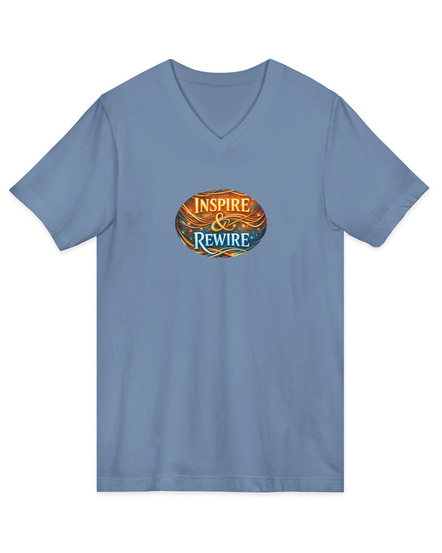 "Inspire and Rewire" Unisex Jersey Short Sleeve V-Neck Tee