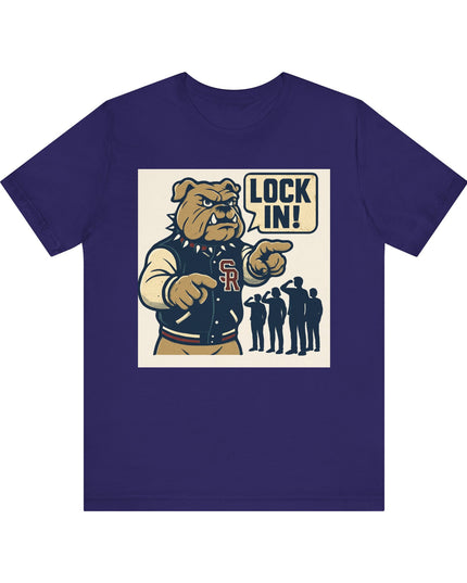 "The Fierce San Rafael High School Bulldog says Lock in!" Unisex Jersey Short Sleeve Tee