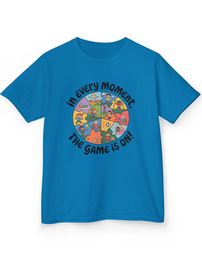 "In every moment, the game is on" Kids Short Sleeve Tee