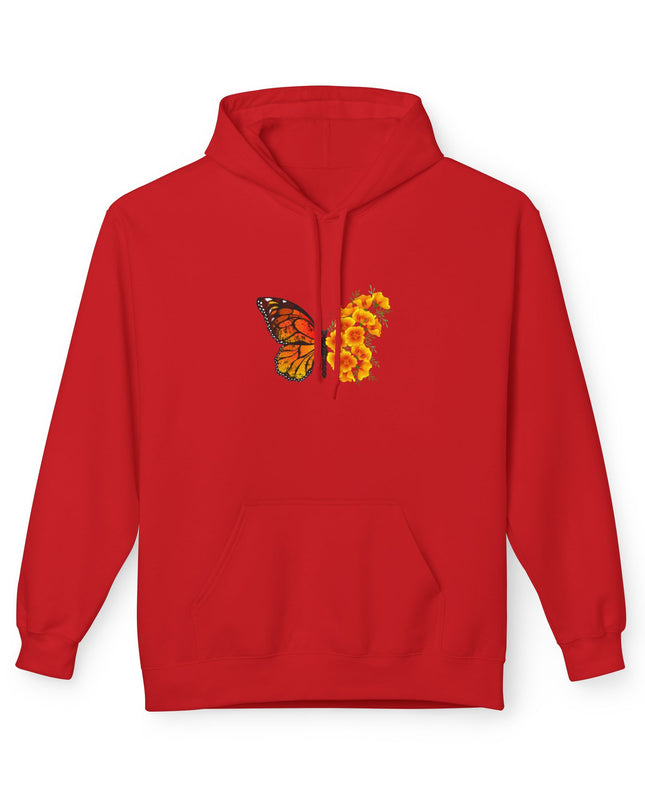 "Butterfly Poppies" (Ink front and back) Unisex Midweight Softstyle Fleece Hoodie