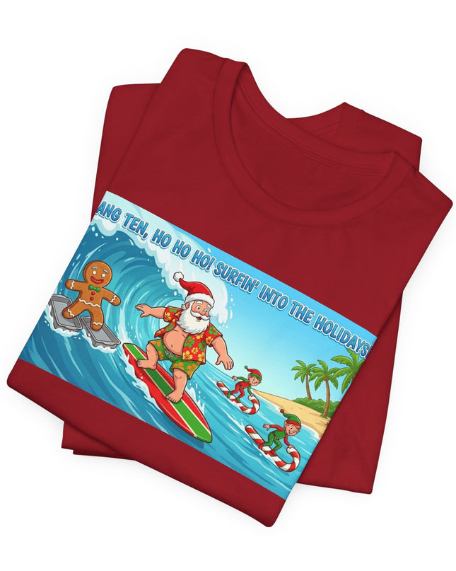 "Surfing into the Holidays" Unisex Jersey Short Sleeve Tee