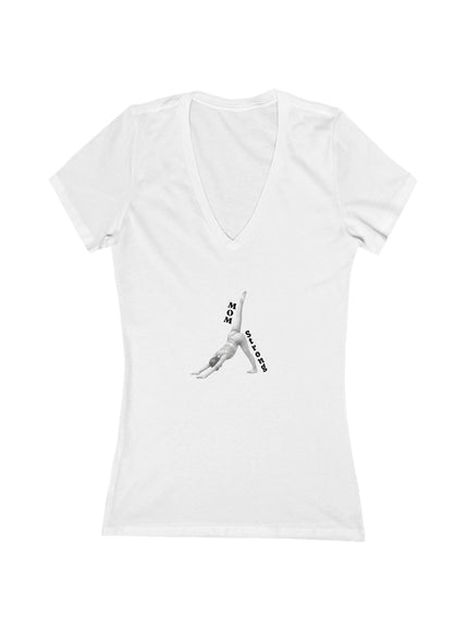 "Mom Strong Pilates" Women's Jersey Short Sleeve Deep V-Neck Tee