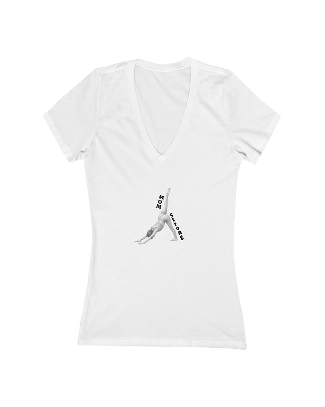 "Mom Strong Pilates" Women's Jersey Short Sleeve Deep V-Neck Tee