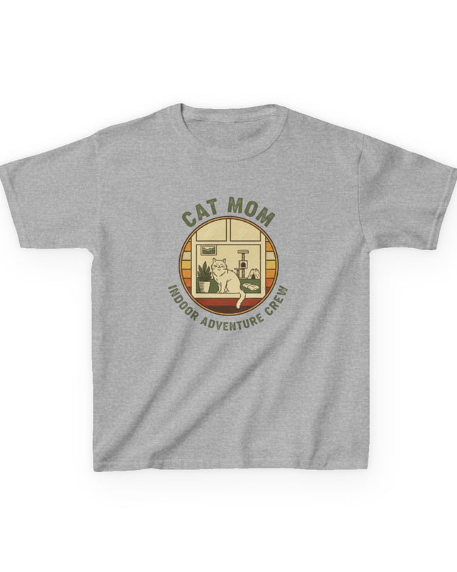 "Cat Mom Indoor Adventure Crew" Kids Heavy Cotton Tee