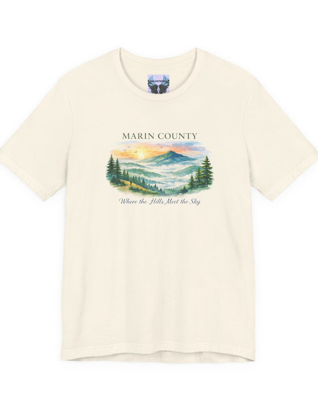 "Marin County, Where the Hills Meet the Sky" Unisex Jersey Short Sleeve Tee