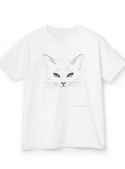"Cat Face Sketch" Kids Heavy Cotton Tee