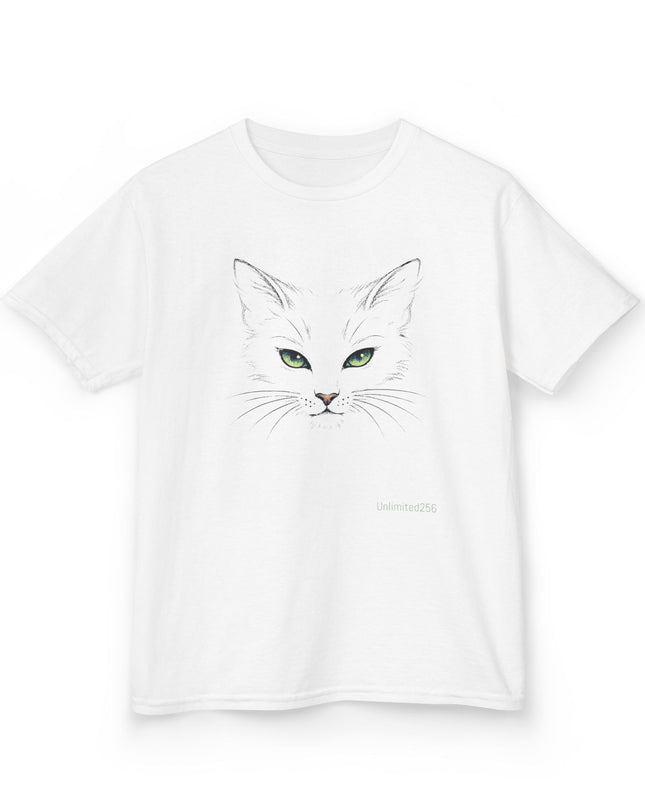 "Cat Face Sketch" Kids Heavy Cotton Tee
