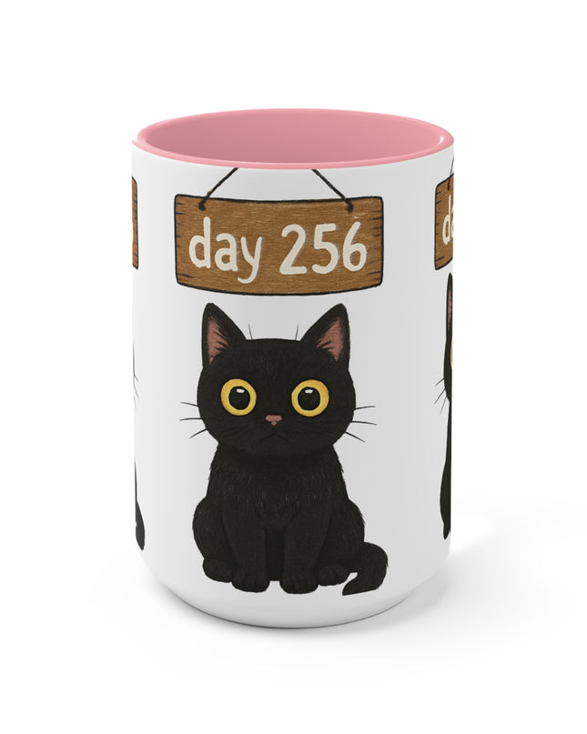 "Day 256 Not Blinking Black Cat" Accent Mug