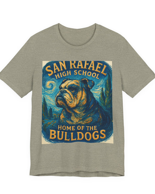 "San Rafael High School Home of the Bulldogs Vincent Van Gogh Style" Unisex Jersey Short Sleeve Tee