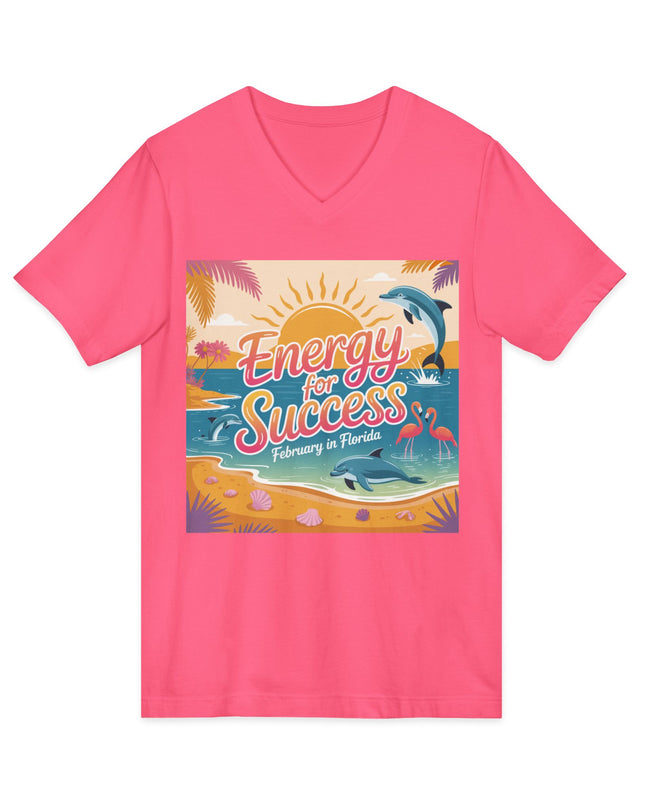 "February in Florida, Energy for Success" Ladies' V-Neck T-Shirt