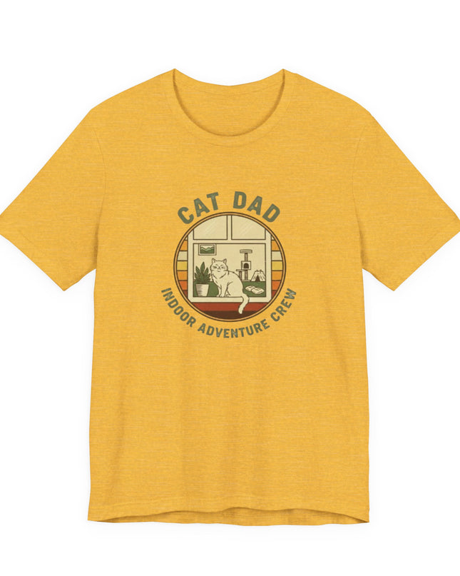 "Cat Dad Indoor Adventure Crew" Unisex Jersey Short Sleeve Tee