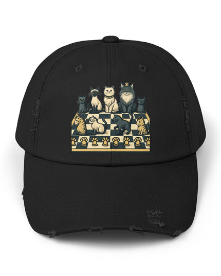 "Chess with cat pieces" Unisex Distressed Cap