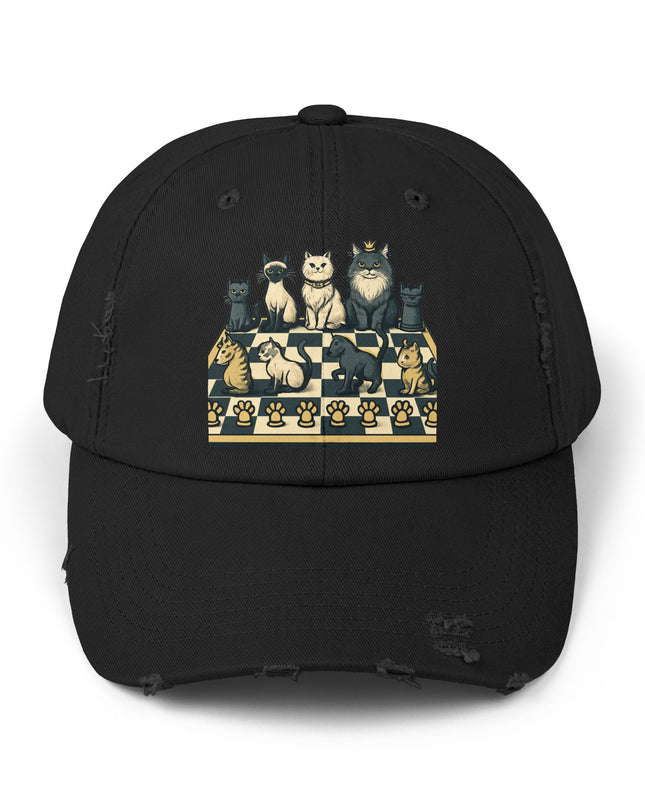 "Chess with cat pieces" Unisex Distressed Cap