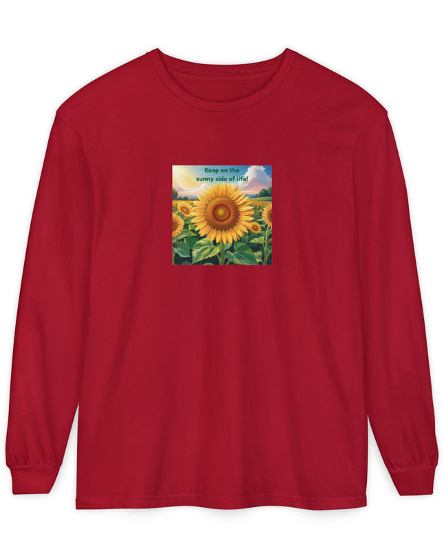 "Keep on the Sunny Side of Life" Unisex Garment-dyed Long Sleeve T-Shirt