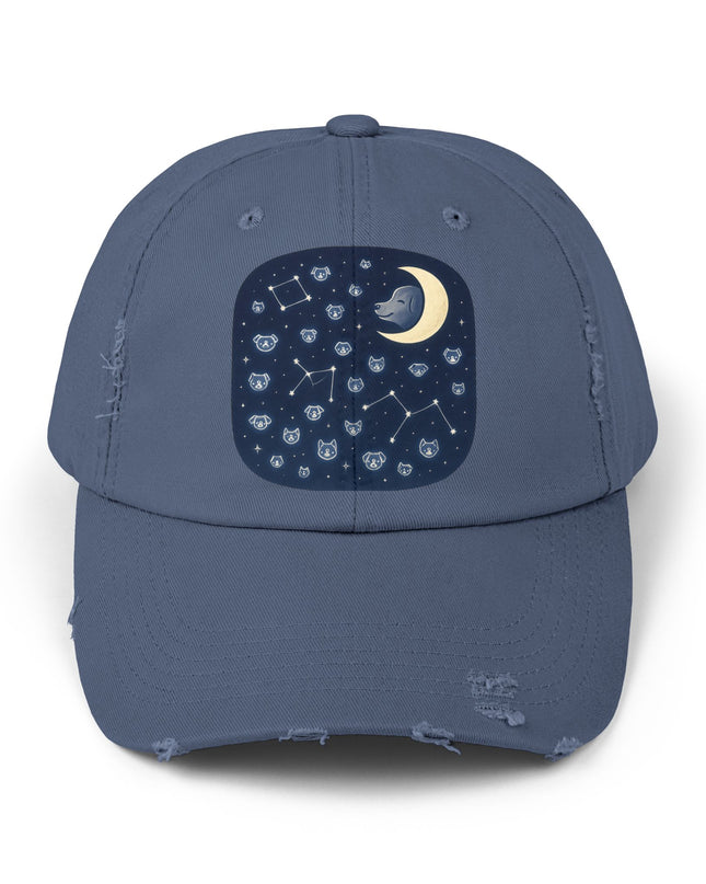 "Dog in the constellations" Unisex Distressed Cap