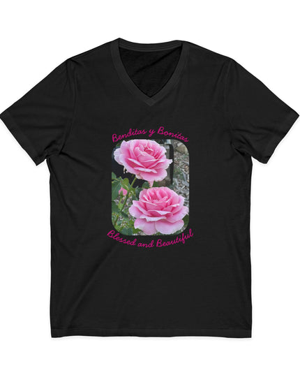 "Blessed and Beautiful" Ladies' V-Neck T-Shirt
