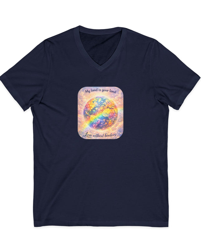 "My Land is Your Land" Unisex Jersey Short Sleeve V-Neck Tee