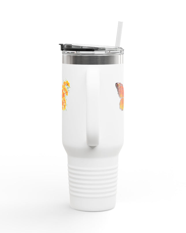 "Butterfly Poppies" Insulated Travel Mug, 40oz