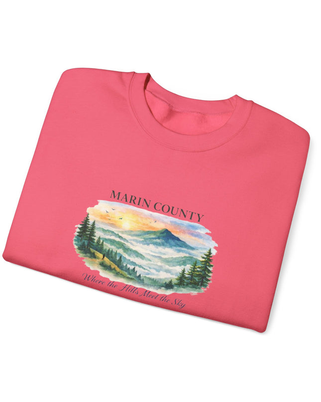"Marin County, Where the Hills Meet the Sky" Unisex Heavy Blend Crewneck Sweatshirt
