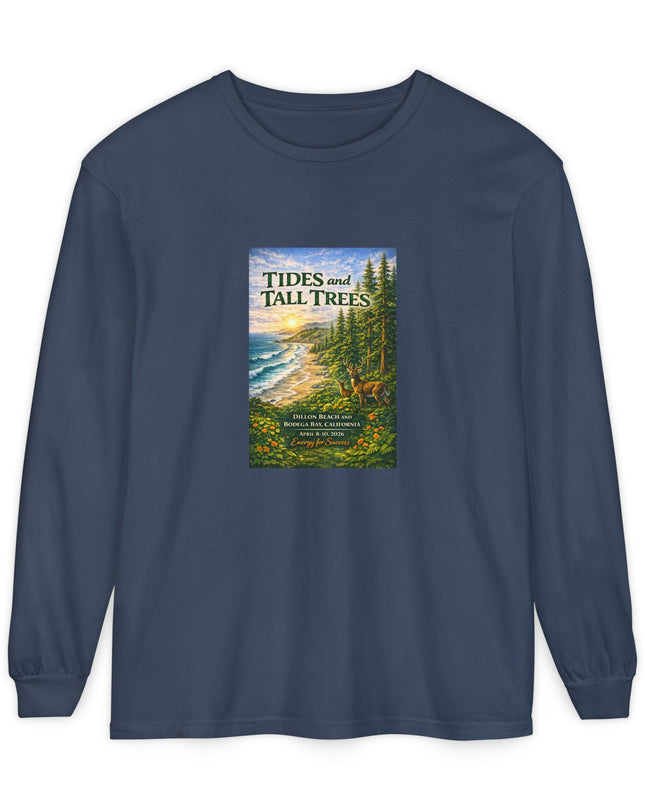 "Tides and Tall Trees" Unisex Garment-dyed Long Sleeve T-Shirt