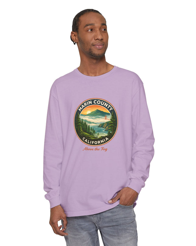 "Marin County, Above the Fog" Unisex Garment-dyed Long Sleeve T-Shirt