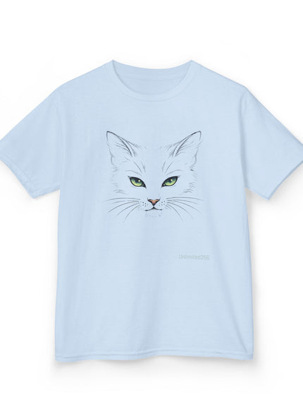 "Cat Face Sketch" Kids Heavy Cotton Tee
