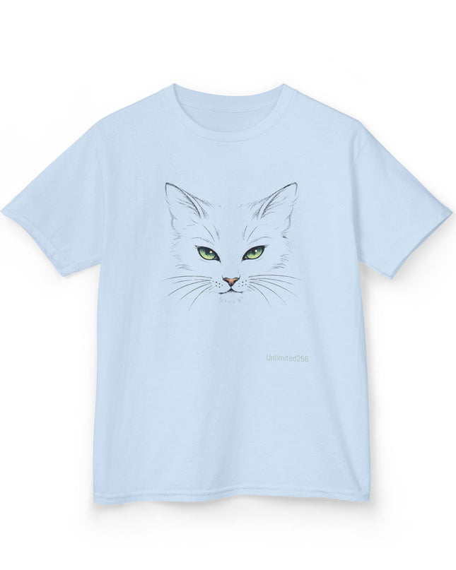 "Cat Face Sketch" Kids Heavy Cotton Tee