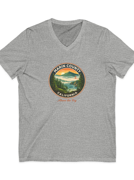 "Marin County, Above the Fog" Unisex Jersey Short Sleeve V-Neck Tee