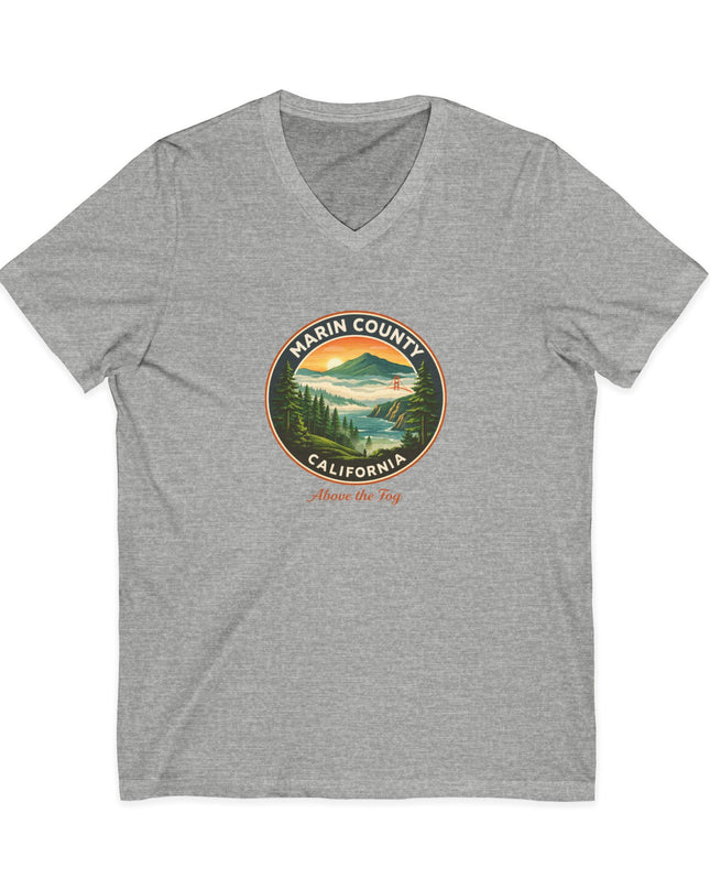 "Marin County, Above the Fog" Unisex Jersey Short Sleeve V-Neck Tee