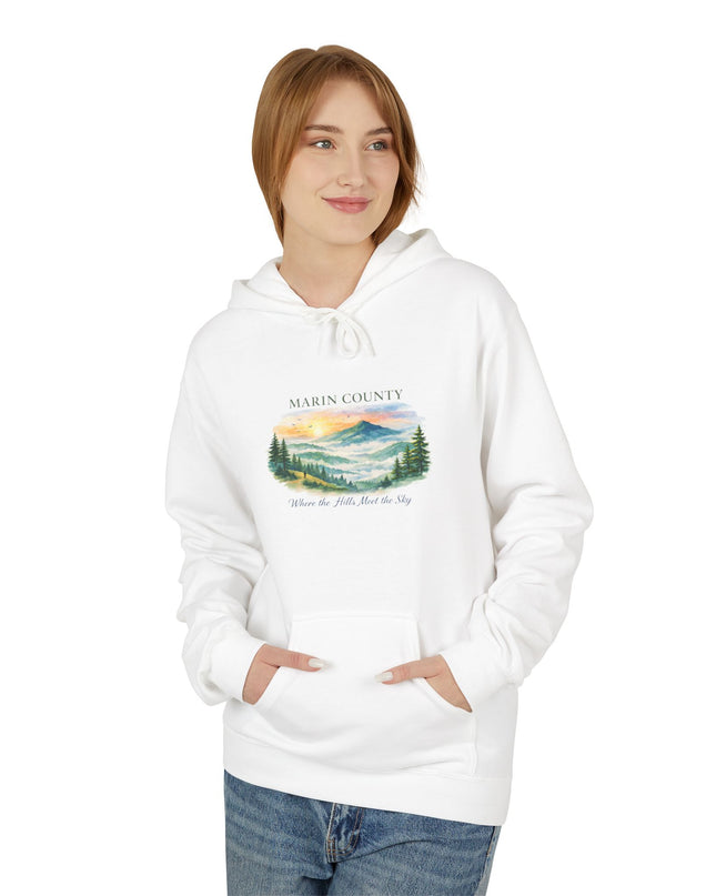"Marin County, Where the Hills Meet the Sky" Unisex Midweight Softstyle Fleece Hoodie