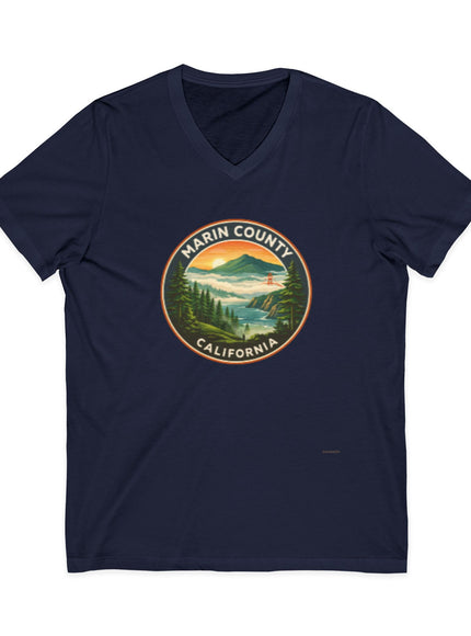 "Marin County, Above the Fog - no text" Unisex Jersey Short Sleeve V-Neck Tee