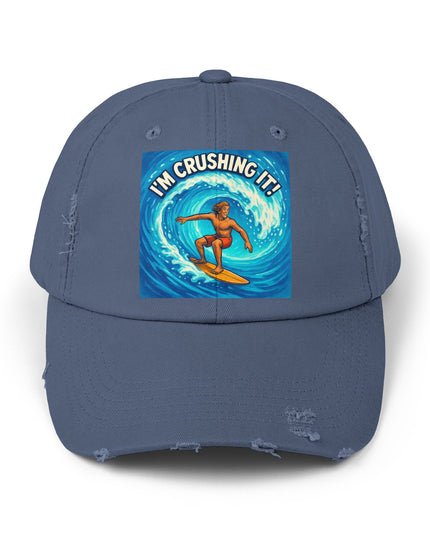 "I'm crushing it!" Unisex Distressed Cap