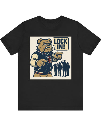 "The Fierce San Rafael High School Bulldog says Lock in!" Unisex Jersey Short Sleeve Tee