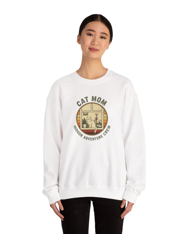 "Cat Mom Indoor Adventure Crew" Unisex Adult Sweatshirt
