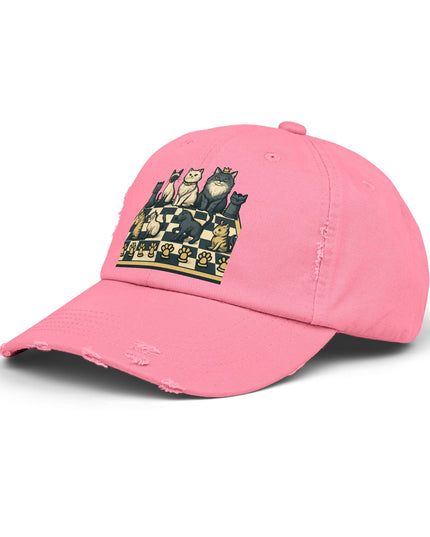 "Chess with cat pieces" Unisex Distressed Cap