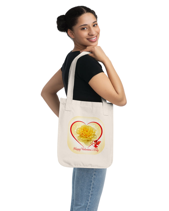 "Happy Valentine's Day" Organic Canvas Tote Bag