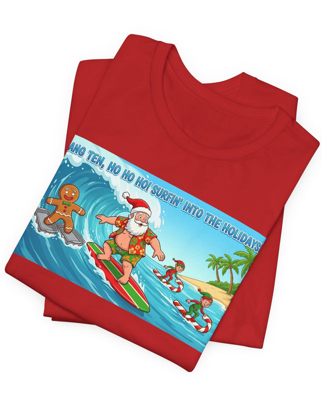 "Surfing into the Holidays" Unisex Jersey Short Sleeve Tee