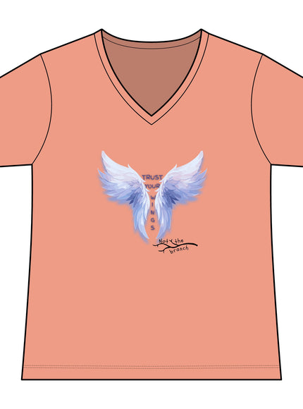 "Trust Your Wings, Not the Branch" Women's Ideal V-Neck Tee