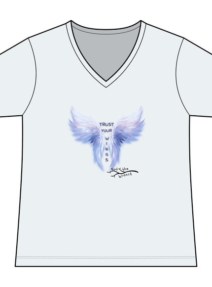 "Trust Your Wings, Not the Branch" Women's Ideal V-Neck Tee