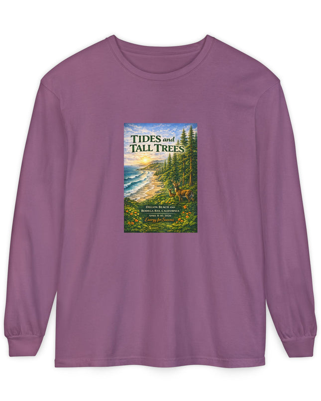 "Tides and Tall Trees" Unisex Garment-dyed Long Sleeve T-Shirt