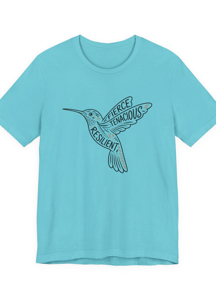 "Hummingbird with words in it" Unisex Jersey Short Sleeve Tee