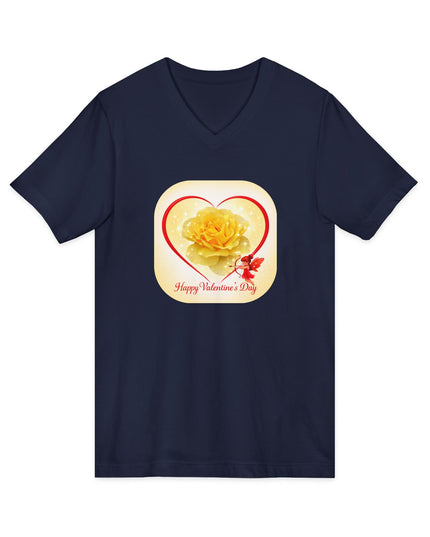 "Happy Valentine's Day" Unisex Jersey Short Sleeve V-Neck Tee
