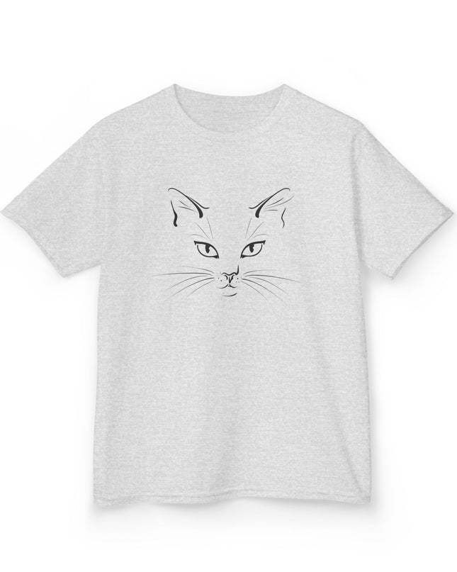 "Cat Face Sketch" Kids Heavy Cotton Tee