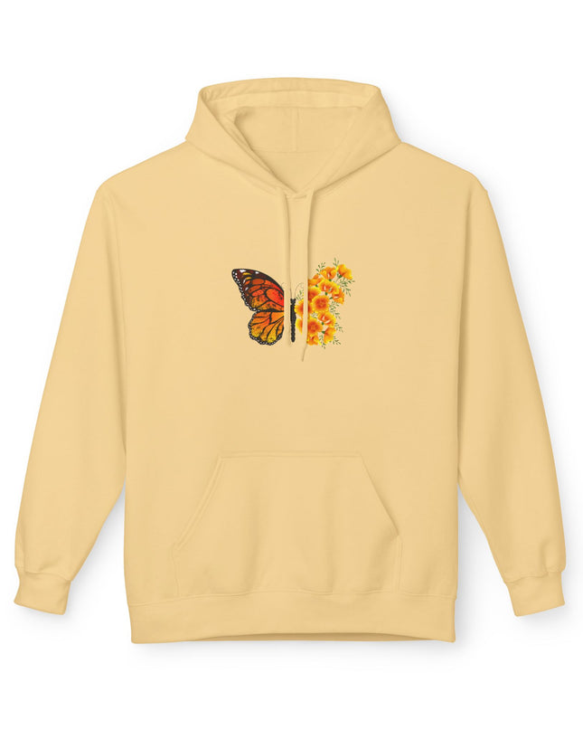 "Butterfly Poppies" (Ink front and back) Unisex Midweight Softstyle Fleece Hoodie