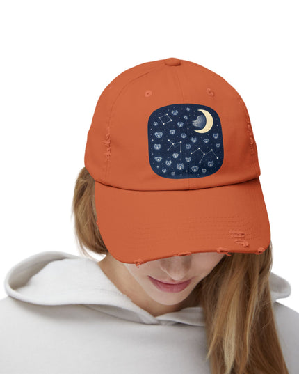 "Dog in the constellations" Unisex Distressed Cap
