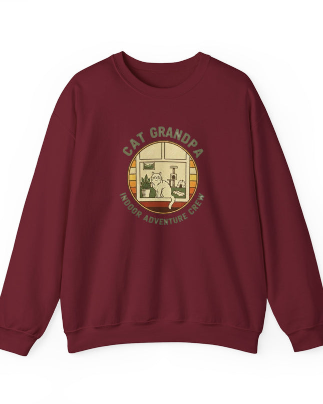 "Cat Grandpa Indoor Adventure Crew" Unisex Adult Sweatshirt
