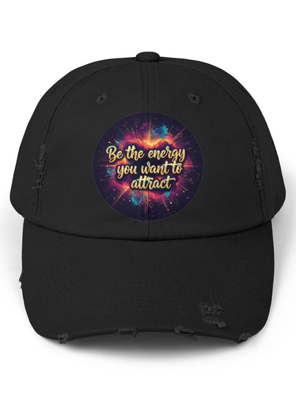 "Be the Energy You Want to Attract" Unisex Distressed Cap